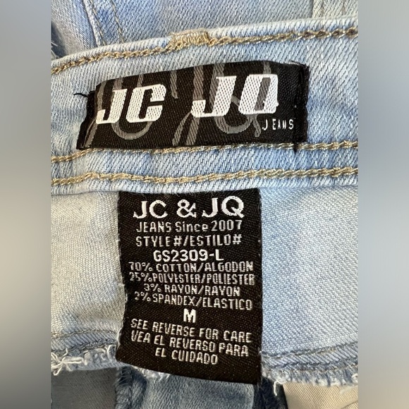 JC & JQ Shorts Womens Sz Medium Denim Frayed Fringed Hem Festival High Waist - Picture 7 of 10